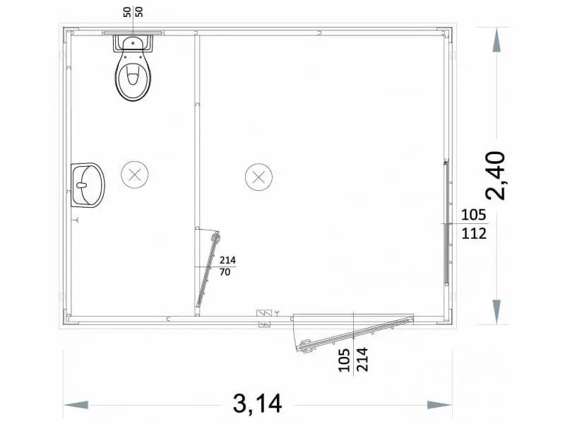 BOX PREFABBRICATI WC E LAVABO 3 METRI H 220 - immagine 2
