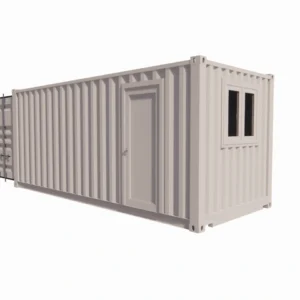 Ufficio ricavato da un container da 20 piedi con spazio di stoccaggio.